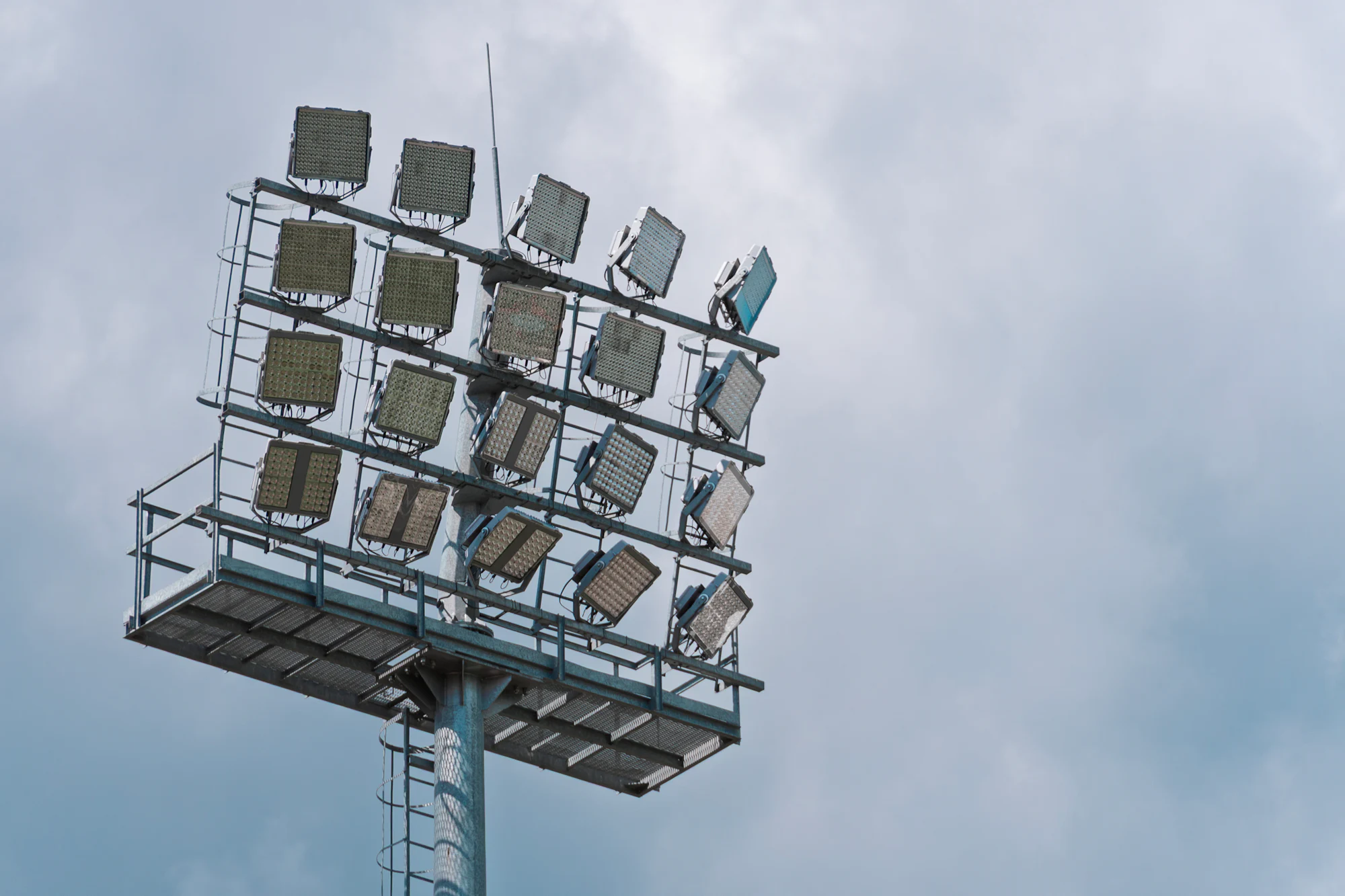 A stadium floodlight tower